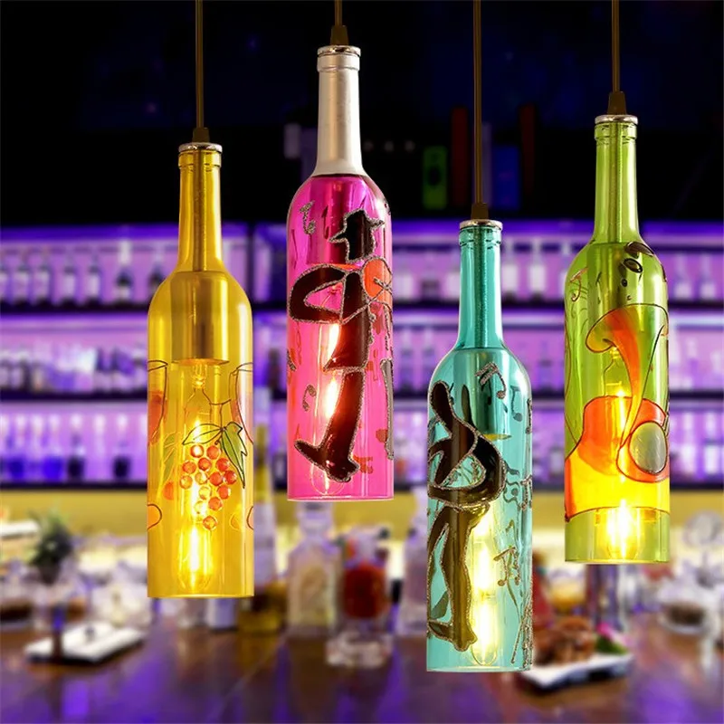 Винтажный цветной стеклянный светодиодный подвесной светильник для столовой