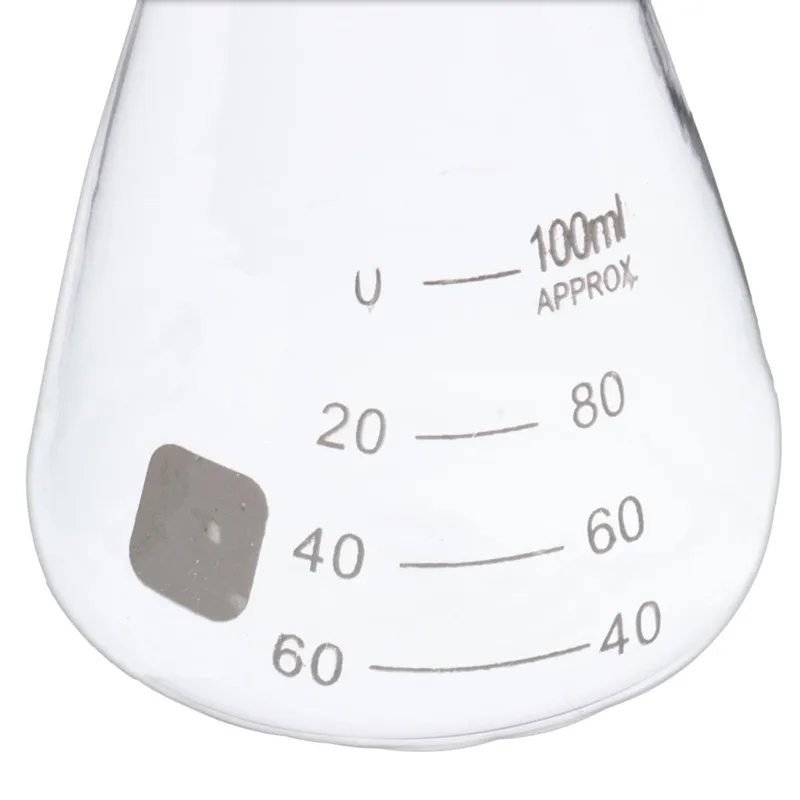 KICUTE 100 мл прозрачная коническая фляжка, стеклянная научная фляга Erlenmeyer, лабораторная школьная учебная поставка, прочная лабораторная стеклянная посуда