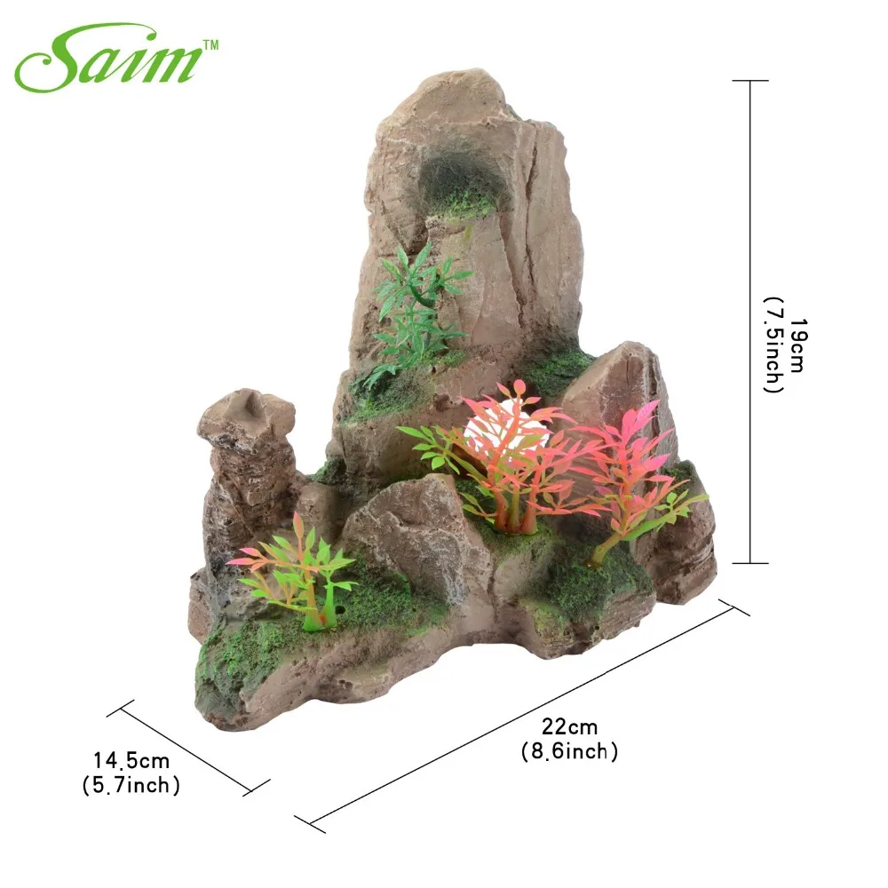 

Saim Fake Stone Aquarium Plants Fish Tank Decoration Mountain View Stone Ornaments Artificial Tree Rock Cave Rockery Aquariums