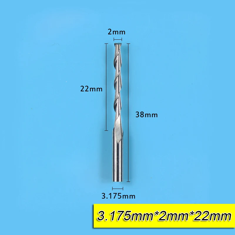 2.0x3.175x22mm 10 шт. 2 флейты 3,175 мм хвостовик плоская фреза ЧПУ гравировальная насадка с плоским концом твердосплавные фрезерные пластины бит - Длина режущей кромки: 2.0x3.175x22mm