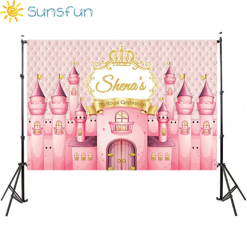 Розовый фон для студийной фотосъемки с изображением замка мечты Sunsfun 7x5 футов