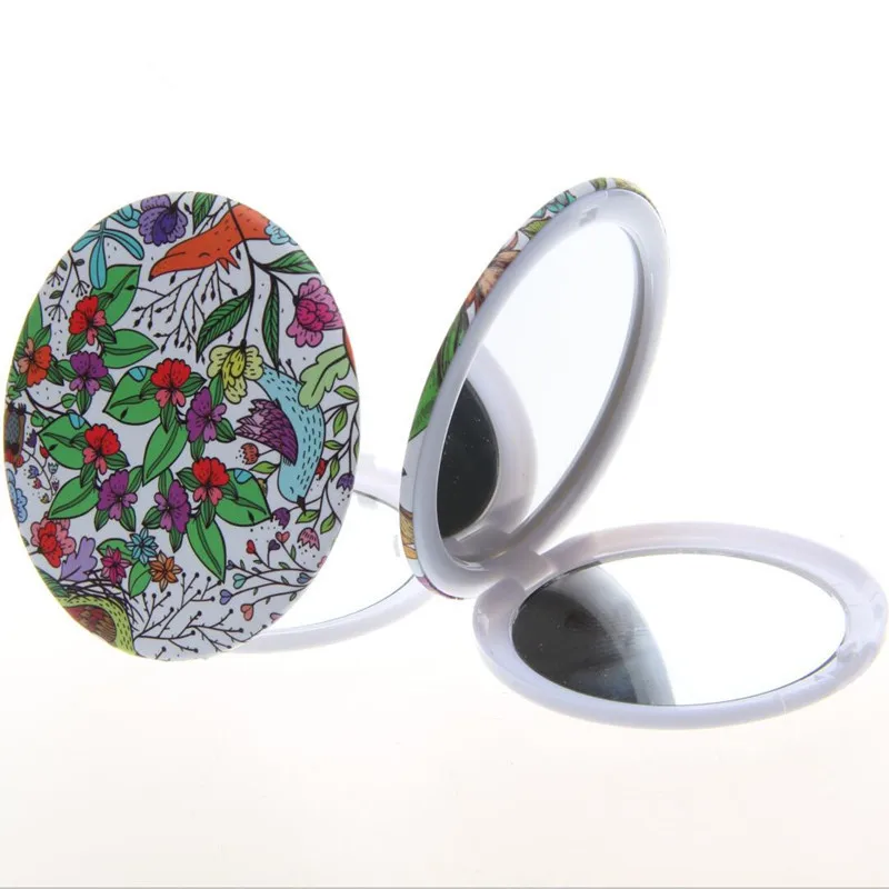 Изысканное 75 мм пластиковое складное карманное зеркало круглое портативное для