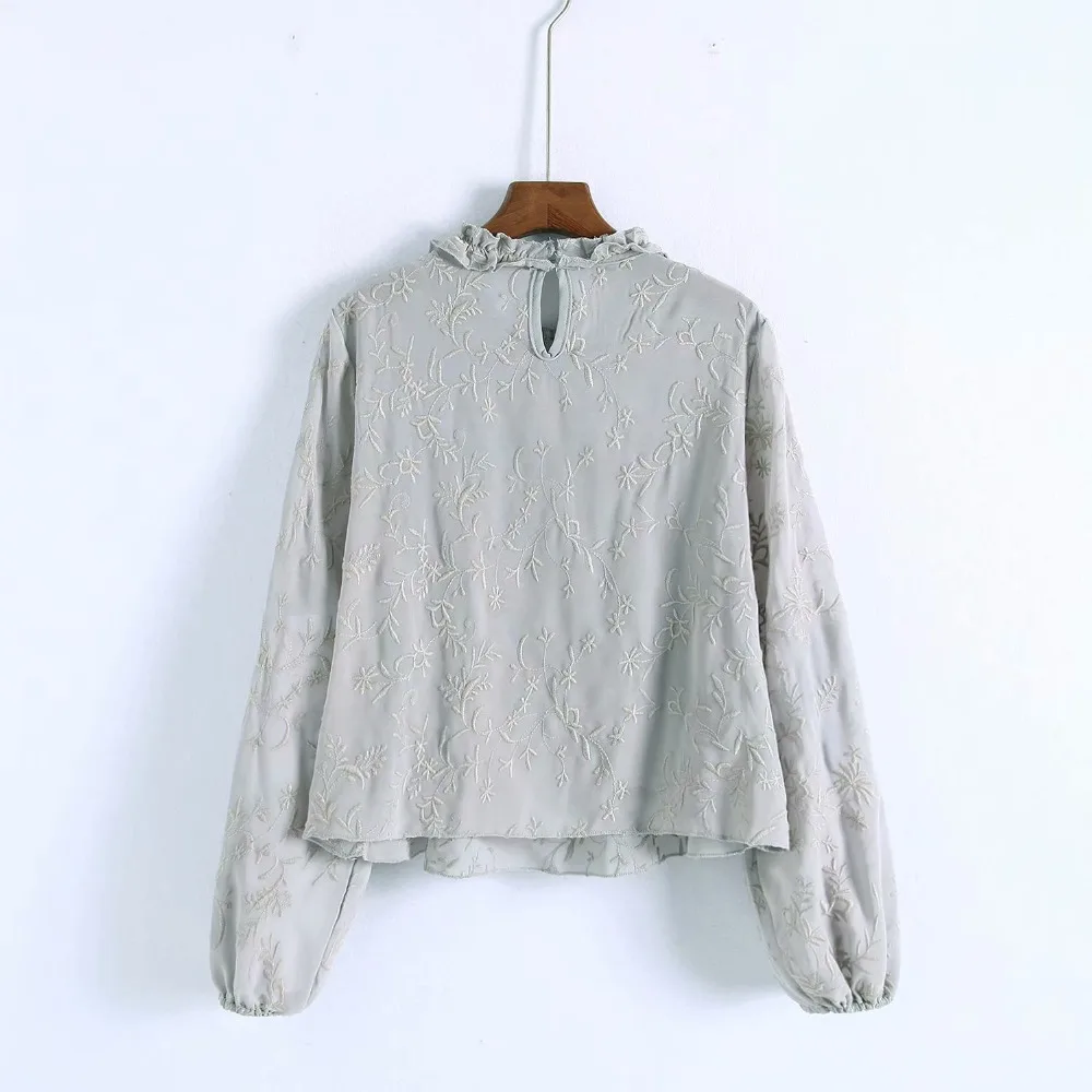 Женские блузки с длинным рукавом H. SA элегантные цветочной вышивкой верхняя