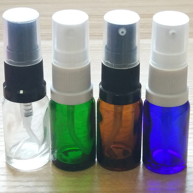 10 мл зеленые/синие/Янтарные/прозрачные стеклянные бутылки с пластиковым