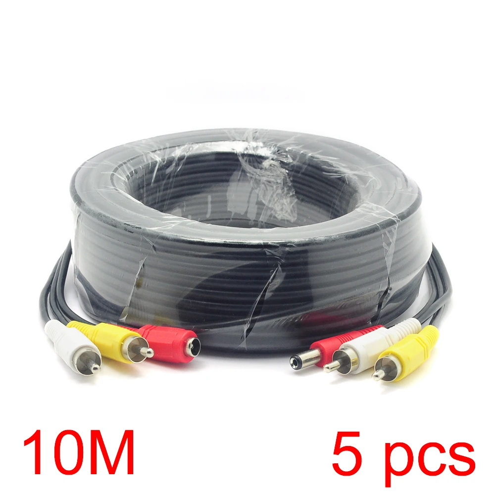 5x 10 м/32 фута 2 RCA DC разъем аудио видео Мощность AV кабель все в одном CCTV провод|wire