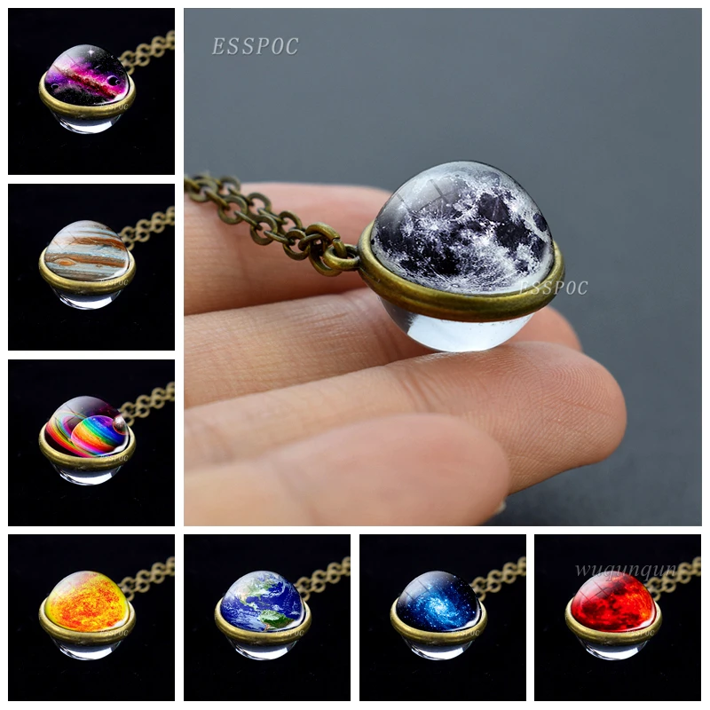 Новинка 2019 двухстороннее ожерелье с кулоном в виде туманности и галактики