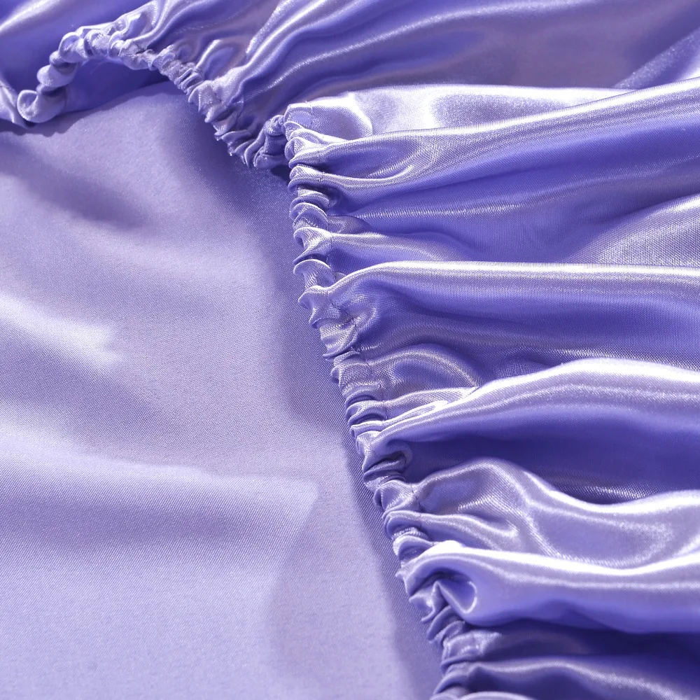 Фиолетовые гладкие шелковые однотонные текстильные постельные принадлежности