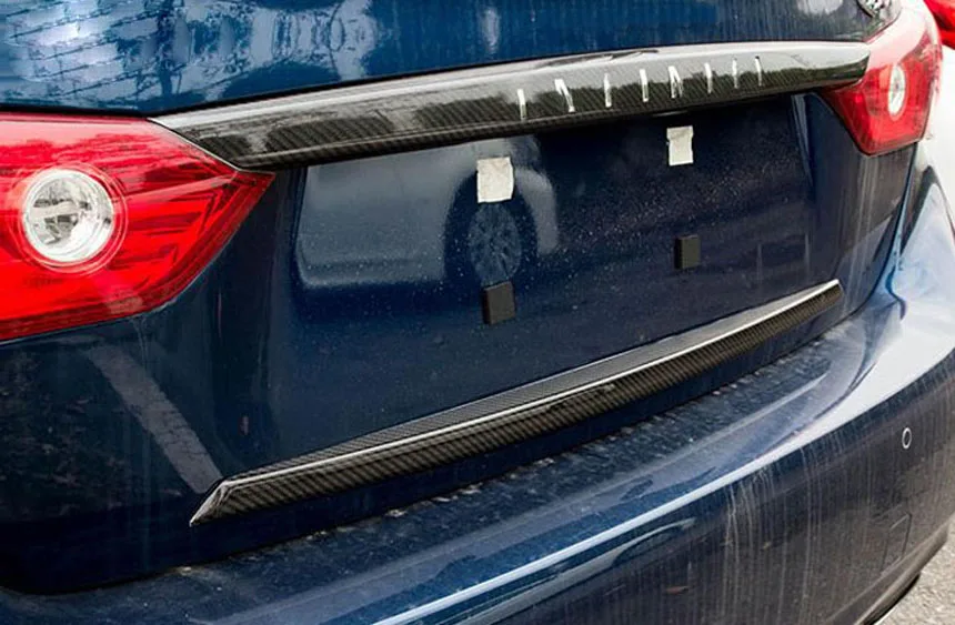 Внешние аксессуары для infiniti Q50 Q50L багажник Задняя дверь бампер из углеродного волокна декоративная защитная наклейка крышка