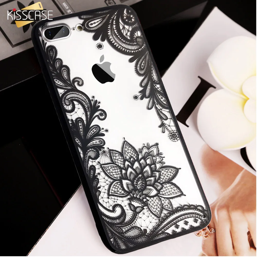 KISSCASE Sexy Lace Flower Floral Case For iPhone 5 5s Cases 3D Cover 6 6s 7 8 Plus SE Back Patterned Funda Coque |