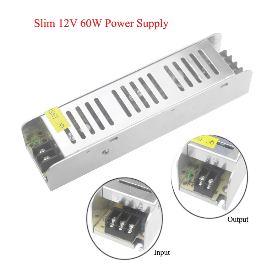 Ac 220v до 12 v трансформатор led импульсный источник питания 5a адаптер 60w dc драйвер