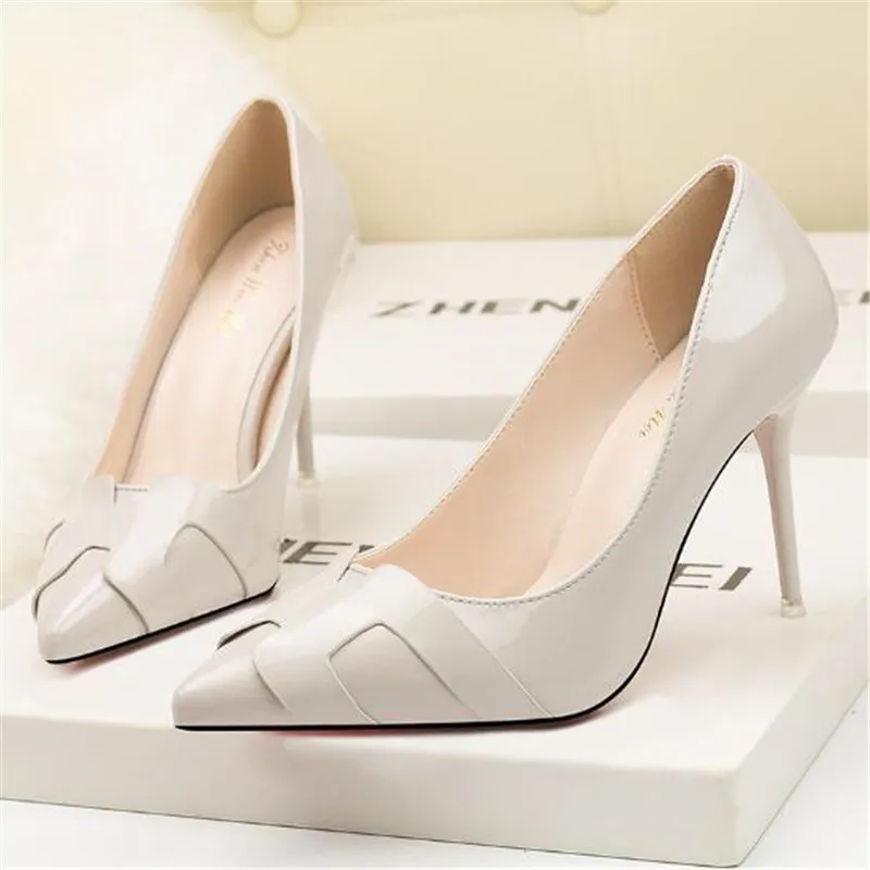 

2019 women sexy high heels pointed toe pumps office shoes party shoe fashion stiletto high heel pumps nude black patent leather