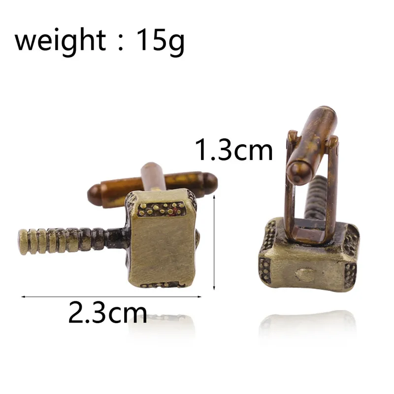 Металлические запонки Mar Thor Hammer,, Мстители, конечная съемка фильма, серия супергероев, запонки для мужчин, запонки для рубашки