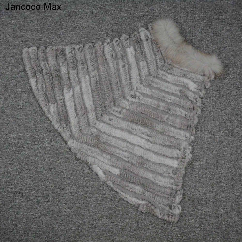 Jancoco Max+ Новинка, пончо с натуральным кроличьим мехом, зимняя модная Стильная накидка, Женская шаль для вечеринки S7112