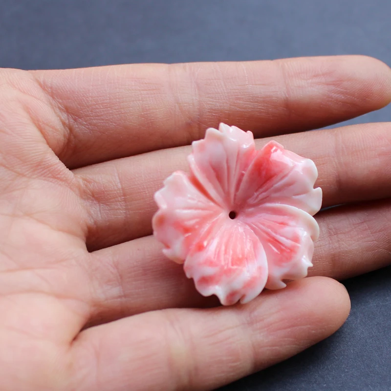 

(10pieces/lot) Carved 30mm Flowers Space parts DOUBLE Color Artificial Coral Findings for Jewelry making