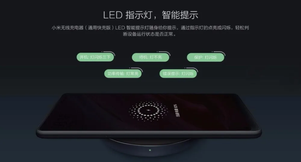 Оригинальное Беспроводное зарядное устройство Xiao mi, универсальная быстрая зарядка, версия Qi, умное быстрое зарядное устройство для mi X 2S iPhone X 8 plus Sumsung S9