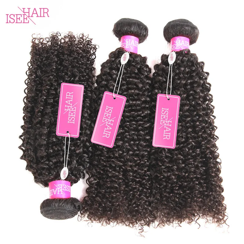 ISee Малайзии Девы волос странный вьющиеся необработанные Человеческие волосы Weave