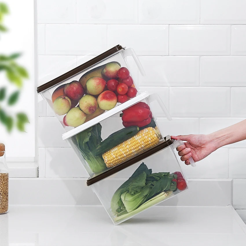 1 шт. прямоугольные большие контейнеры для хранения продуктов с ручкой, покрытые пластиковой коробкой для хранения-отлично подходит для муки, сахара, фруктов, печенья