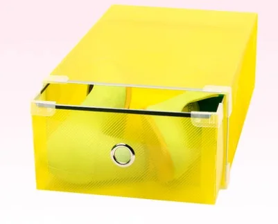 Yellow 1 шт. прозрачный ящик для хранения обуви прямоугольный органайзер для обуви утолщенный ящик коробка для обуви Органайзер для хранения обуви - Цвет: Yellow