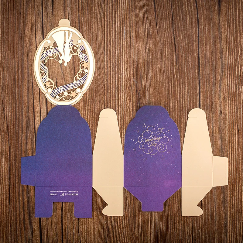 Новый фиолетового цвета с цветочным принтом в виде жениха и невесты лазерная