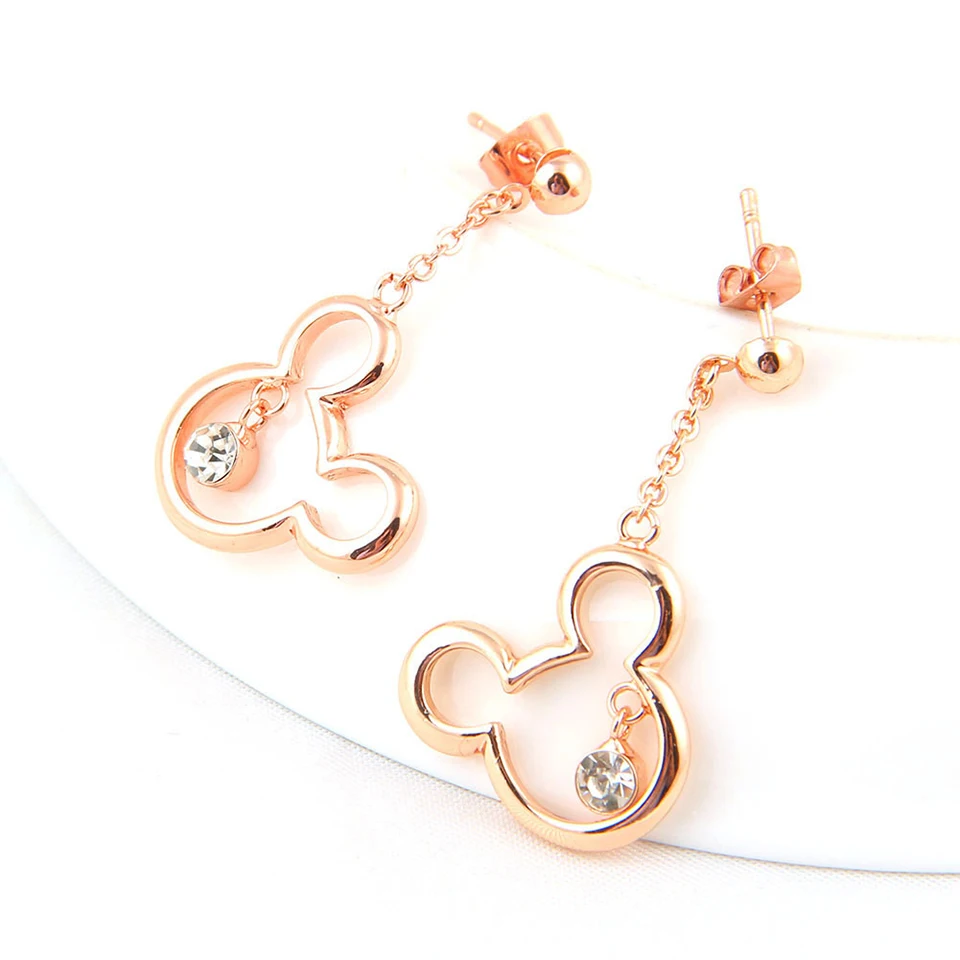 Мультфильм циркон серьги-гвоздики титановая инкрустация из нержавеющей стали