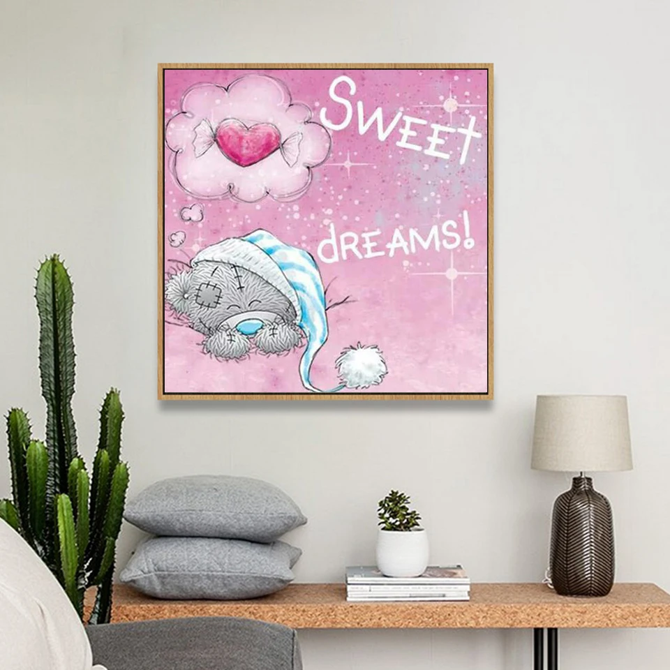 Diamond Embroidered Cartoon Bear Rhinestone Painting Full Square Picture Beads Manual Child Gift a1037 | Дом и сад