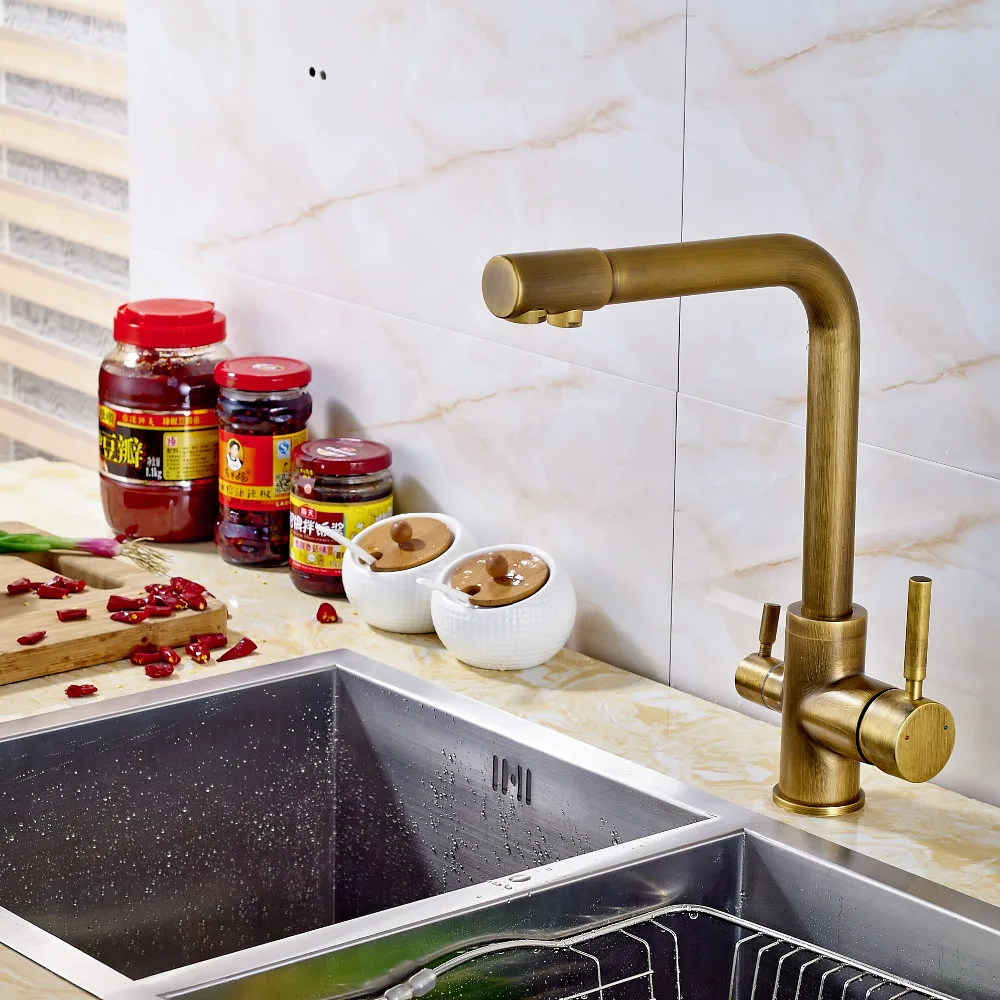 Смеситель кухонный из твердой латуни с двумя выемками|brass kitchen|mixer tapbrass kitchen faucet |