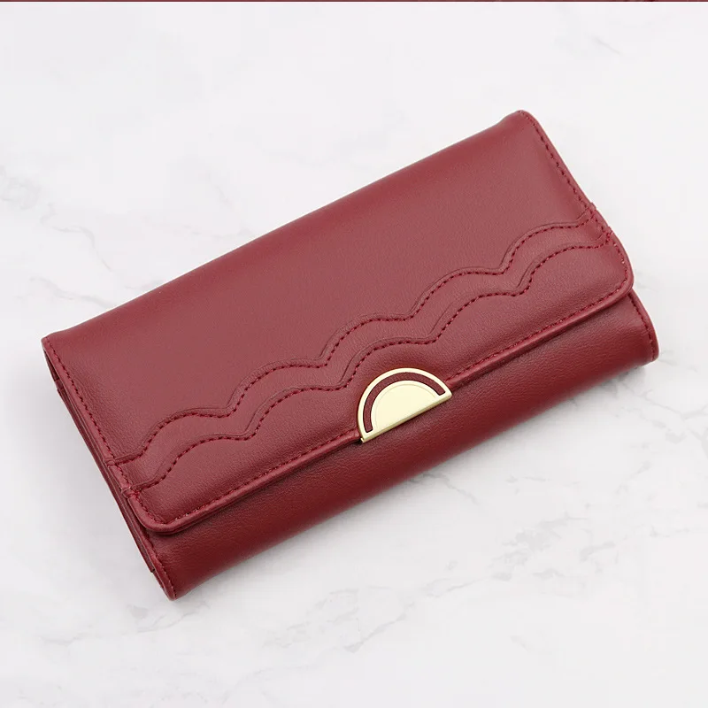 Тонкий бумажник Для женщин Cartera Mujer натуральная кожа класса Винтаж кошелек-клатч с держатель для карт с отделение для монет на молнии, с Fold длинный кошелек - Цвет: Бургундия