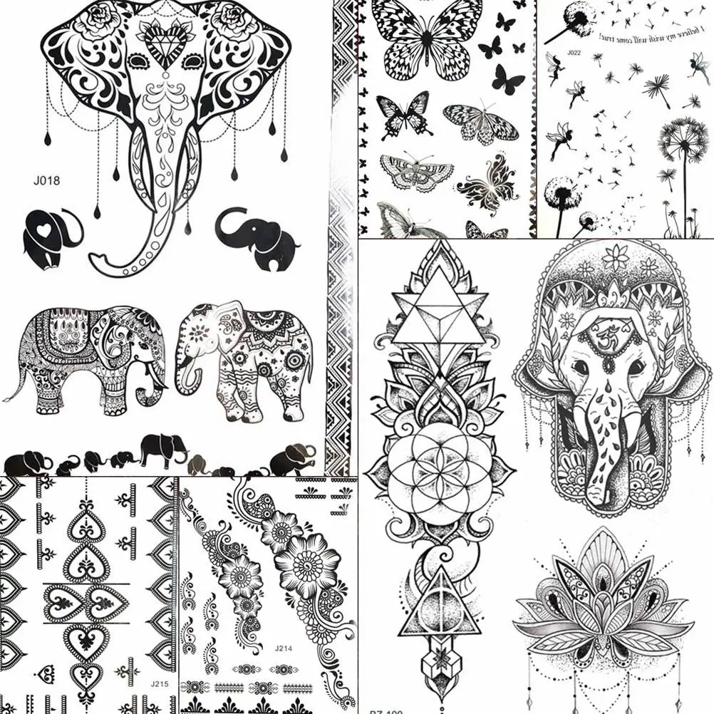 Индийский Слон Hamsa ручная Женская Девушка водонепроницаемые поддельные