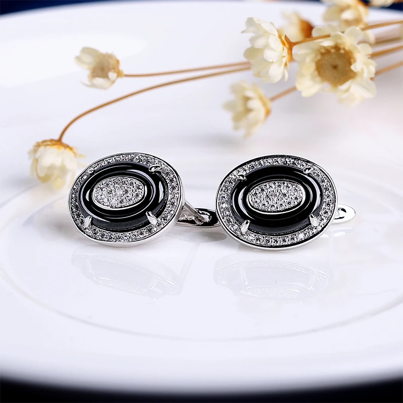 Роскошные серебряные серьги с белым камнем овальные для женщин блестящие CZ