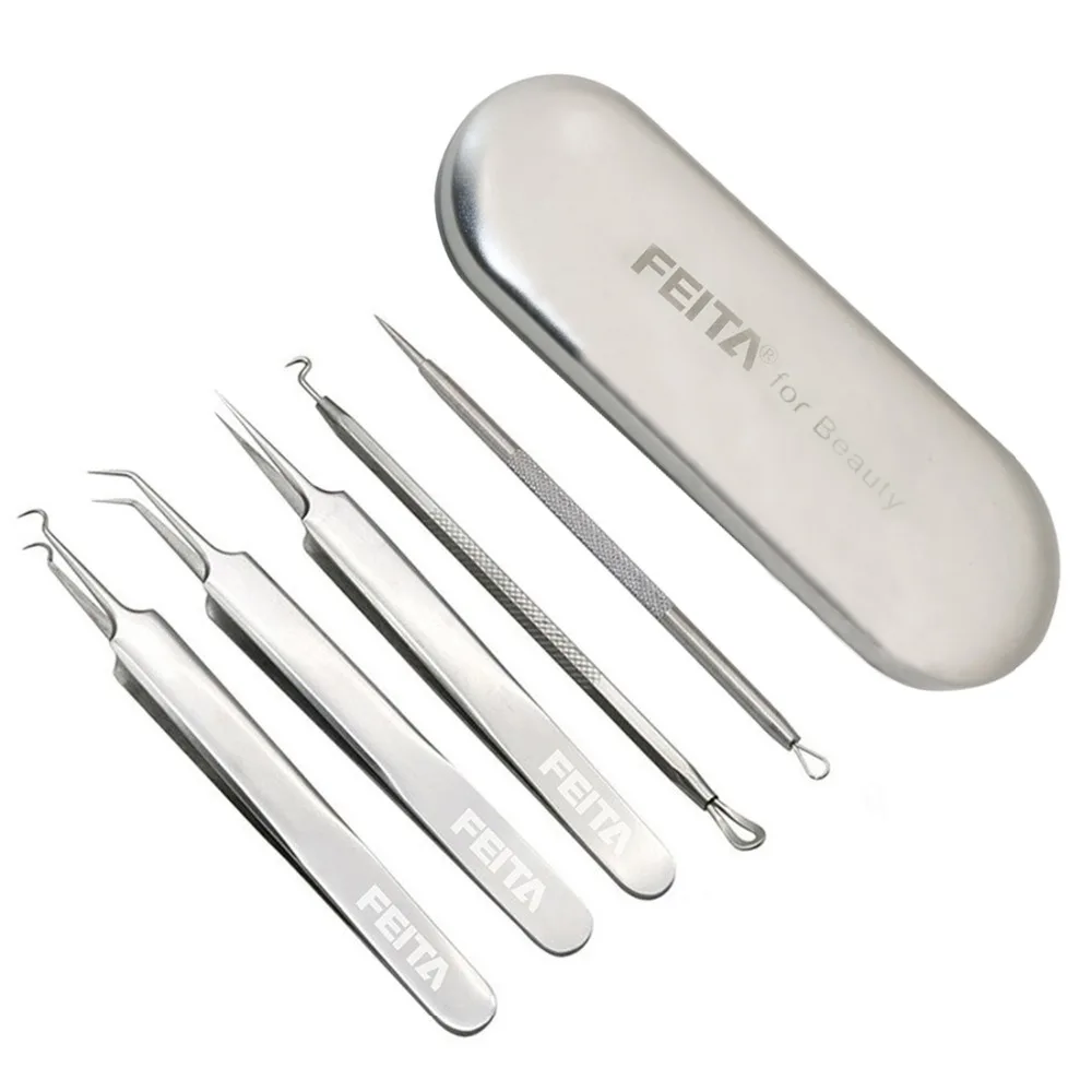 

FEITA Blackhead Remover Pimples Tweezers Surgical Skin Care Cleaning Tools for Acnes Whiteheads Blemishes Zits Ingrown Hairs
