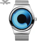 Часы GUANQIN Мужские кварцевые, особые модные повседневные, из нержавеющей стали, роскошные брендовые наручные