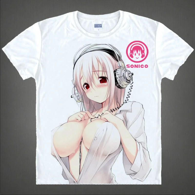 

Anime Supero Sonico Sexy Cute T-Shirt Summer Tee Short Sleeve Tops Unisex Cosplay S-XXL