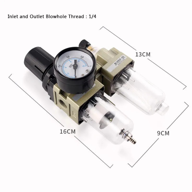 AC2010-02 1/4&quotPT SMC manual drain type compressing air filter pneumatic gas source processor two joint oil-water separator |