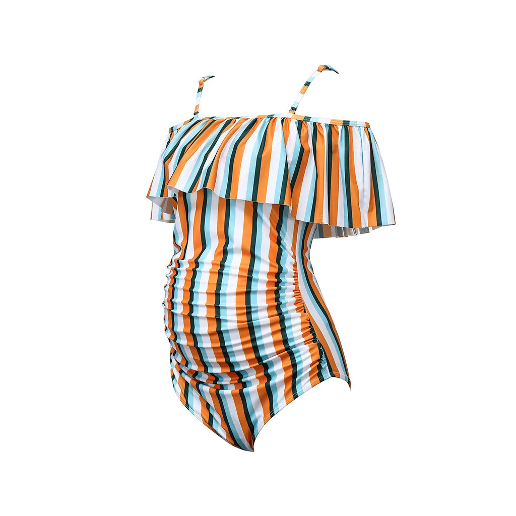

Women Maternity Swimwear Tankinis Stripe Print Bikini Pregnancy Swimsuit Bathing Suit Summer Beach Bathing Mother Beachwear 522
