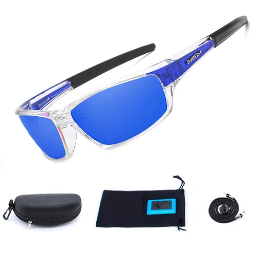 blue with box Рыбалка очки поляризованные очки с защитой от УФ-Для мужчин Для женщин Спорт на открытом воздухе нахлыстом солнцезащитные очки для женщин защита кемпинг альпинистские очки для вождения - Цвет: blue with box