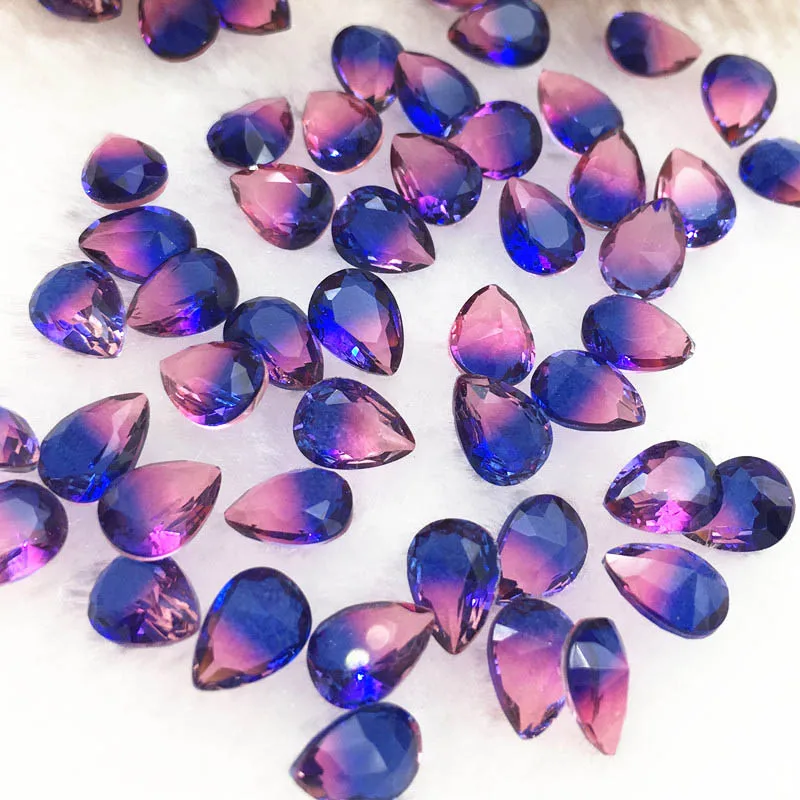 Голый кристалл плавная смена турмалина Кристалл Радужный цвет 6*8 мм слезы стразы