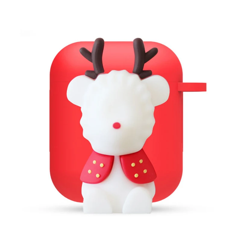 Милый Рождественский лось DIY силиконовый чехол для Apple Airpods чехол Аксессуары Защитный чехол Bluetooth наушники чехол мультфильм декор