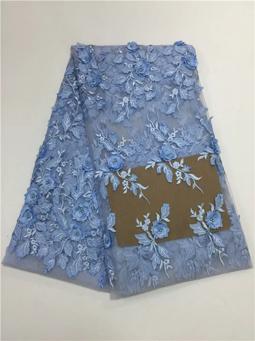 Персиковая вышитая бисером кружевная ткань 3D кружевное платье Tissu красивое