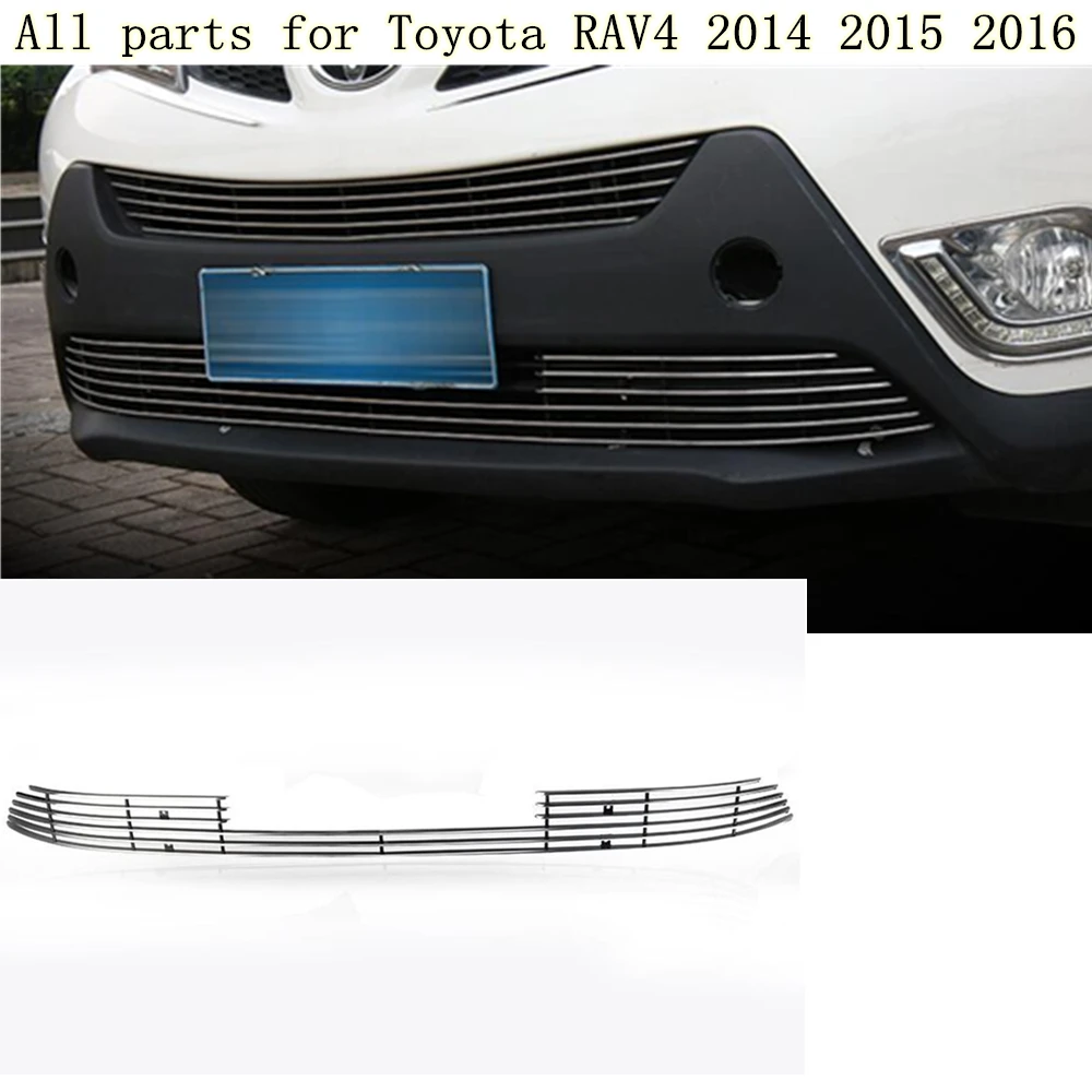 Для Toyota RAV4 корпус автомобиля из нержавеющей стали отделка головы Передняя Нижняя решетка решетки модлинг полосы рамы