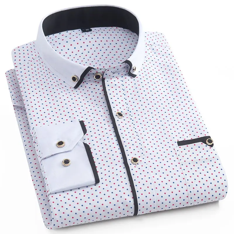 Модные принты Повседневное Для мужчин платье рубашка с длинным рукавом Slim Fit Button