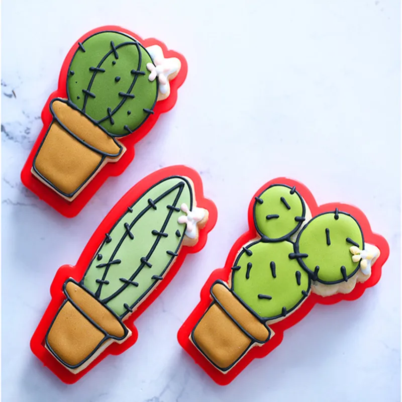 Cactus Cookie Cutter Made 3D Printed Fondant Cupcake Confeitaria Moulds Cookie Tools Cake Decorating Tools Cookie Cutter Set