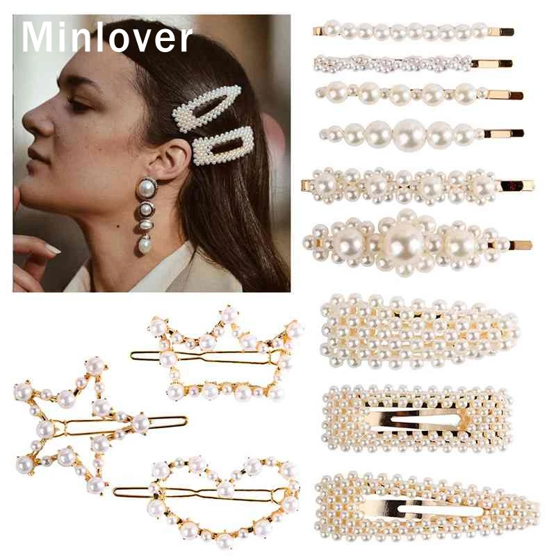 Заколка для волос Minlover Корейская простая заколка с искусственным жемчугом