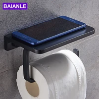 bathroom roll paper holder black aluminum paper towel holders wall mounted shelf toilet paper roll holder wc tissue paper holder