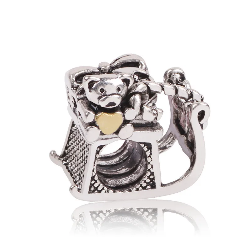 C003 Dodocharms бисер Подходит Pandora прекрасный подарок для девочки Микки серебряный цвет четырехлистный клевер кулон подарок мишка - Цвет: C003