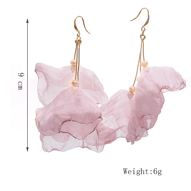 Женские серьги-подвески с розовым цветком вечерние длинные серьги