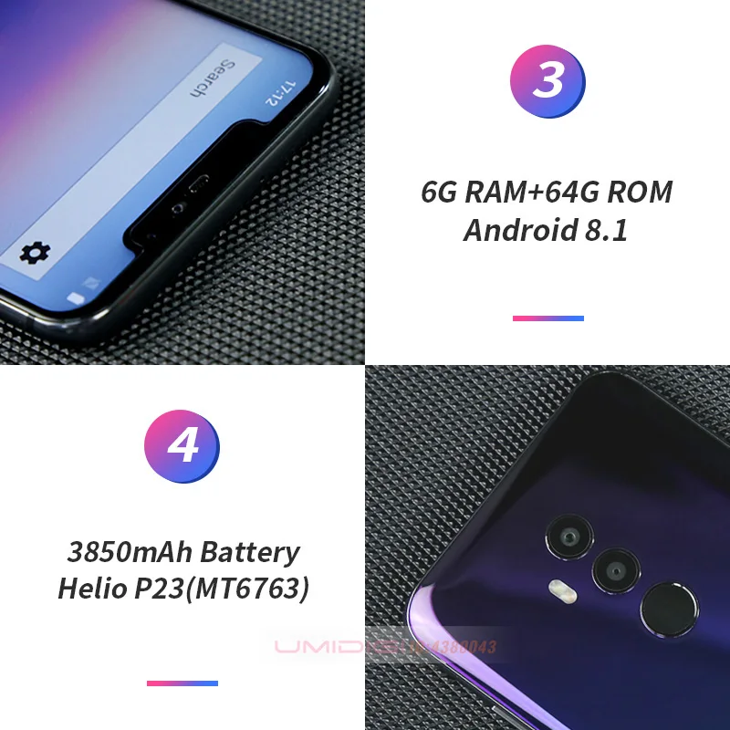 Umidigi Z2 Helio P23 6 ГБ Оперативная память 4G B Встроенная мобильного телефона 2 "FHD +