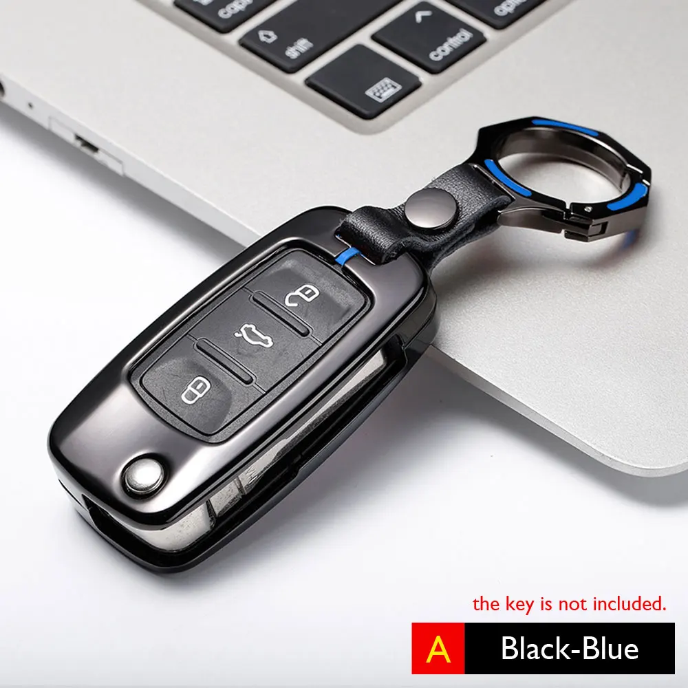Key A Black-Blue Чехол для ключей автомобиля из цинкового сплава для VW Volkswagen Sagitar Lavida Lamando Jetta Golf Parati Phaeton Phideon T-Roc Skoda - Название цвета: Key A Black-Blue