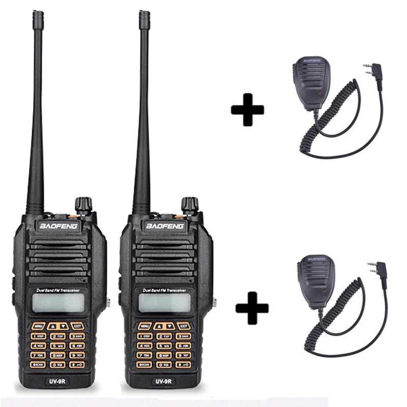 Add 2 mic speakers baofeng UV-9R UV 9R UV9R для cb комплект рация 2 шт водонепроницаемые 10 км автомобильная портативная рации ham радиостанция трансивер baufeng двухдиновая магнитола радиостанции boafeng телефон двухдиапазонная uhf vhf - Цвет: Add 2 mic speakers