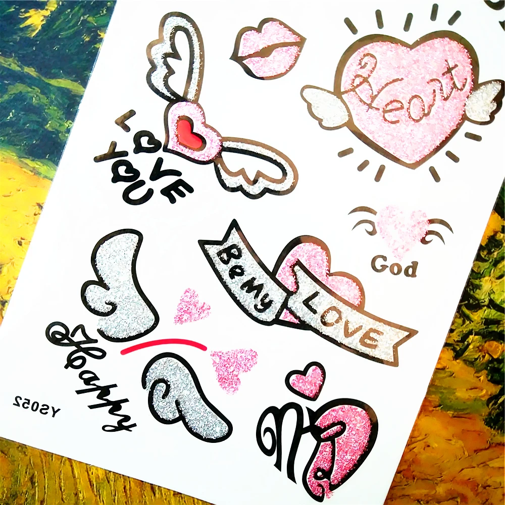 25 Стиль Блеск Временные Татуировки Боди-Арт любящие Сердца Конструкции флэш