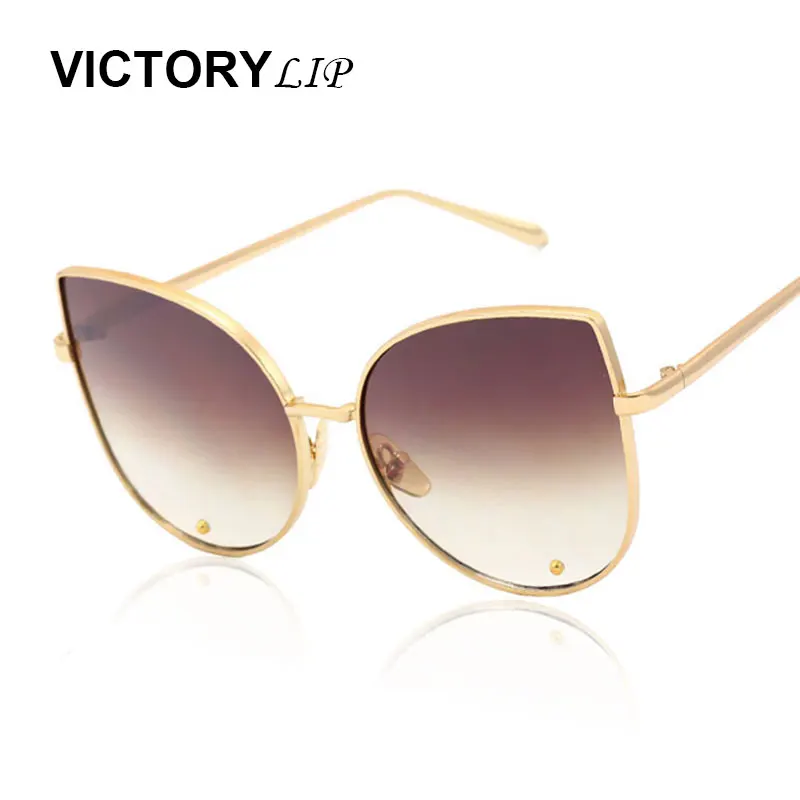Солнцезащитные очки кошачий глаз женские в металлической оправе|brand sun glasses|designer
